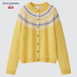 NWT Ines De La Fressange for Uniqlo yellow button up sweater